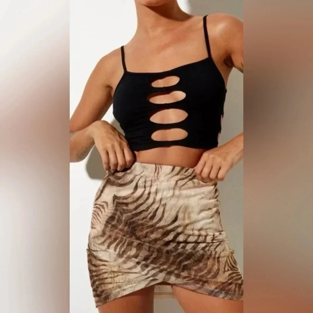 Motel Rocks NWT Plata Skirt in Tiger Brown Size Medium